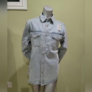 Light Blue Denim Button-Up Shirt